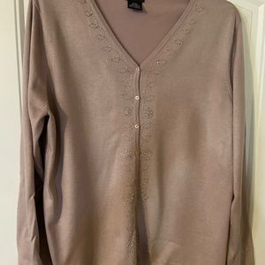 Women’s George Brand Lavender Long Sleeve Beaded Cardigan 18W/20W